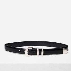 Aritzia Babaton Legendary black leather belt western silver xxs 2xs